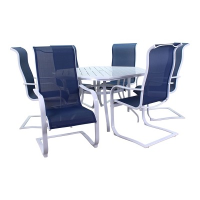 Courtyard Casual Santa Fe 7 pc Spring 60" Hexagon Dining Set  Includes one Hexagon table and 6 Spring Chairs