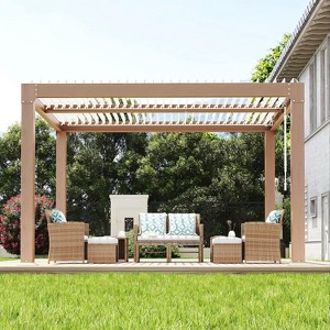Coucheta Louvered Pergola Outdoor Pergolas with Adjustable Louvered Roof, Reinforced Aluminum Frame, Integrated Drainage System, Outdoor Gazebo - 1 of 4