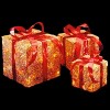 6" 8" and 10" Prelit 3pc Gold Sparkle Gift Boxes with Red Bows Clear Lights - National Tree Company - image 3 of 3