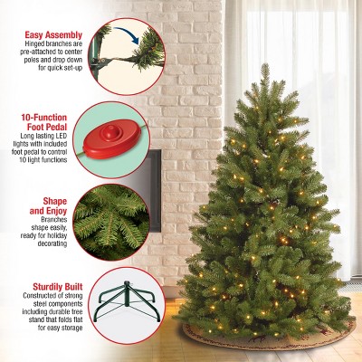 5' Prelit Newberry Spruce Artificial Christmas Tree with Dual Color LED Lights