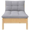 vidaXL Solid Pinewood Patio Middle Sofa with Gray Cushions – Durable Outdoor Furniture with Modular Design for Personalized Configuration - 2 of 4