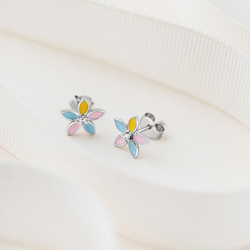 Girls' Fun Multicolor Summer Flower Standard Sterling Silver Earrings - In Season Jewelry, 5 of 7
