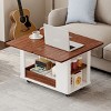 FONTOI Modern Multi-Function Small Coffee Table with Storage Side Table Living Room End Tables with Foldable Top Wheel, Brown, 27.6"* 15.6"*20.5" - 2 of 4
