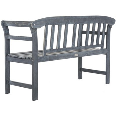 Transitional Ash Grey Acacia Wood 2-Seat Outdoor Bench