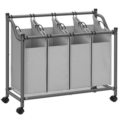 SONGMICS Laundry Sorter, Rolling Laundry Basket with 4 Removable Bags, Laundry Hamper