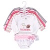 Little Treasure Baby Girl Cotton Long-Sleeve Bodysuits 5pk, Tutus Touchdowns - 2 of 2