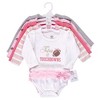 Little Treasure Baby Girl Cotton Long-Sleeve Bodysuits 5pk, Tutus Touchdowns - image 2 of 2