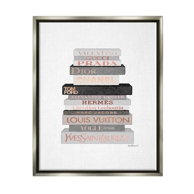 Stupell Industries Neutral Grey and Rose Gold Fashion Bookstack