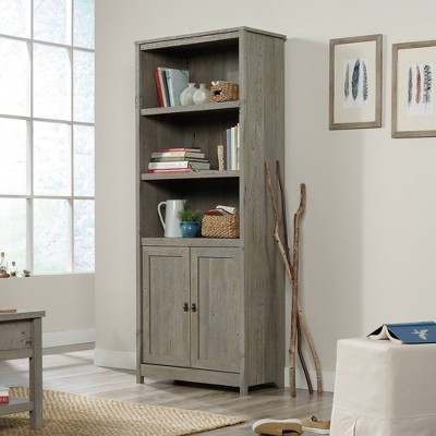 Mystic Oak Adjustable 71.5" Gray Bookcase with Doors