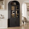 Arched Bookcase with Doors Modern Bookshelf with Storage Wooden Display Cabinet - 3 of 4