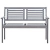 vidaXL 2-Seater Patio Bench with Cushion Accent Loveseat Gray Eucalyptus Wood - 3 of 4