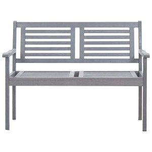 vidaXL Bench Grey Solid Eucalyptus Wood 2-seater Sturdy Garden Bench - 1 of 4