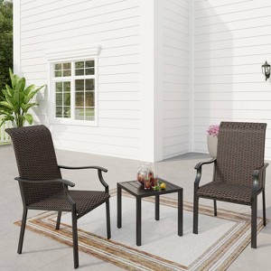 3pc Patio Conversation Set with Wicker Rattan Chairs & Square Coffee Table - Captiva Designs: Outdoor Seating Clearance - 1 of 4