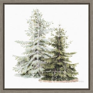 Amanti Art Vintage Wooded Holiday Trees in Snow by Katie Pertiet Canvas Wall Art Print Framed 16 x 16-in. - 1 of 4