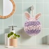 REGALWOVEN Chenille Fluffy Ball Rabbit Shape Soft Absorbent Quick Drying Hand Towel with Hanging Loop 7" x 7" 1 Pc - 2 of 4