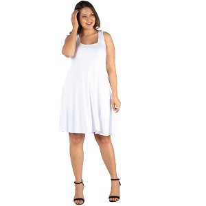 24seven Comfort Apparel Fit and Flare Knee Length Plus Size Tank Dress - 1 of 4