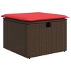 vidaXL Patio Sofa Set with Cushions Modular Stools 2 Piece Poly Rattan Acacia - Brown - 4 of 4