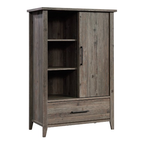 Summit Station Armoire Pebble Pine - Sauder: Sliding Door, 4 Adjustable ...