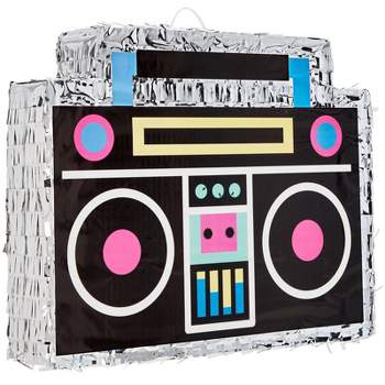 Blue Panda 80s Boombox Pinata for Retro Birthday Party Decorations, 90s Hip Hop Theme Supplies, Baby Shower Centerpieces, Small, 16.5x13 In