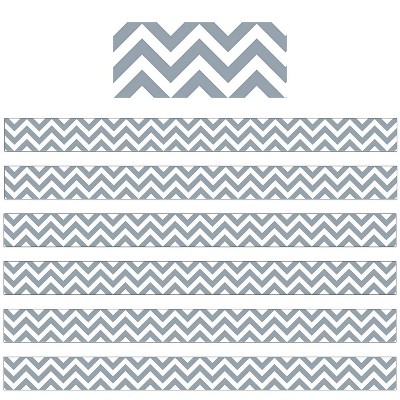 6pk 35ft Chevron Classroom Borders Slate Gray - Creative Teaching Press