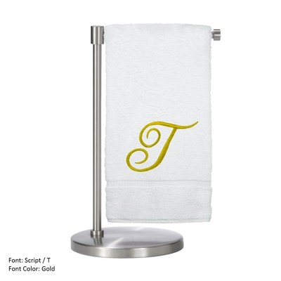 BC BARE COTTON Monogrammed Bath Towel, Personalized Gift, 27 x 54 inches - Set of 2 - White - Gold Script