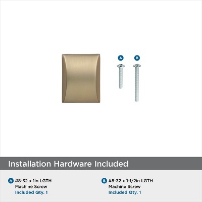 Golden Champagne Modern Rectangular Cabinet Knob with Mounting Hardware