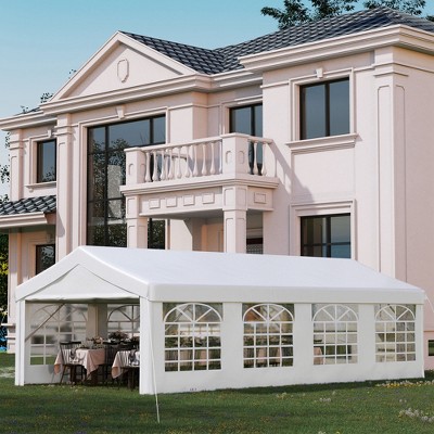 Outsunny 13' x 26' White Steel Frame Event Tent with Sidewalls