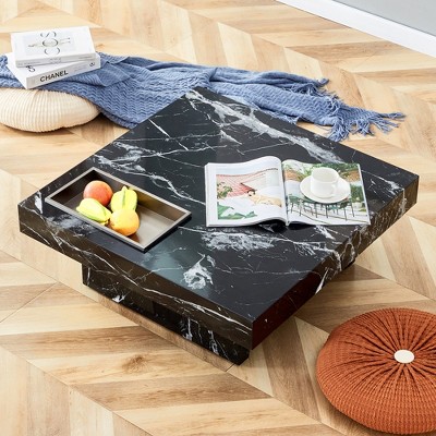 GlasFlength Coffee Tables, Chic and Versatile, Modern and Classic Designs for Every Home, Suitable for Living Room, Black,31.4”*31.4”*12"