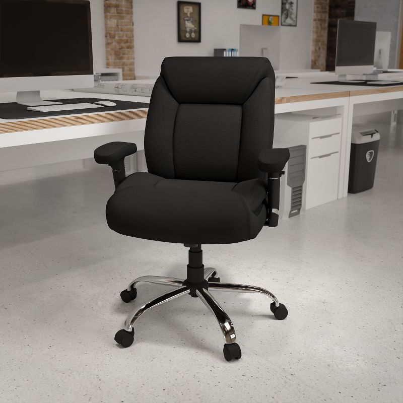 Flash Furniture HERCULES Series Big & Tall 400 lb. Rated Swivel Ergonomic Task Office Chair with Deep Tufted Seating and Adjustable Arms, 2 of 12