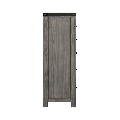 Gray Industrial Solid Wood Gentleman's Chest with Black Metal Trim