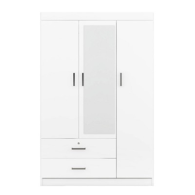 NicBex 68.20"H Armoire Mirror Wardrobe Closet Storage Cabinet with 3 Doors & Shelves & 2 Drawers for Bedroom
