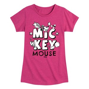 Girls' - Disney - Mickey Mouse Doodle Fitted Short Sleeve Graphic T-Shirt - 1 of 4