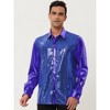 Lars Amadeus Men's Shiny Sequins Slim Fit Long Sleeves Button Down Disco Party Shirt - 3 of 4