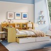 Twin/Full Size L-Shaped Daybed Multi-functional Bed with Drawers, Storage Cabinets, Study Desk and  Built-in Bookshelf, White/Natural+White-ModernLuxe - 2 of 4