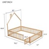 CAVINAS Full Size Wood Montessori Bed,Modern Floor Bed with House-Shaped Headboard and Safety Guardrails,Toddler Bed for Bedroom - 3 of 4