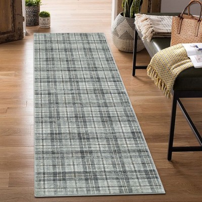 Modern Washable Rug Farmhouse Plaid Rug Tartan Throw Rugs Carpet