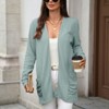 Coolmee Women's Open Front Cardigans Casual Long Sleeve Classic Knit Sweater Outerwear with Pockets - 3 of 4