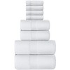 White Classic Luxury 100% Cotton 8 Piece Towel Set - 4x Washcloths, 2x Hand, and 2x Bath Towels - 2 of 4