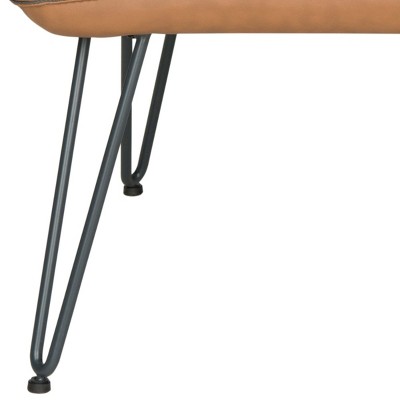 Johannes Mid-Century Camel Faux Leather Armchair with Metal Hairpin Legs