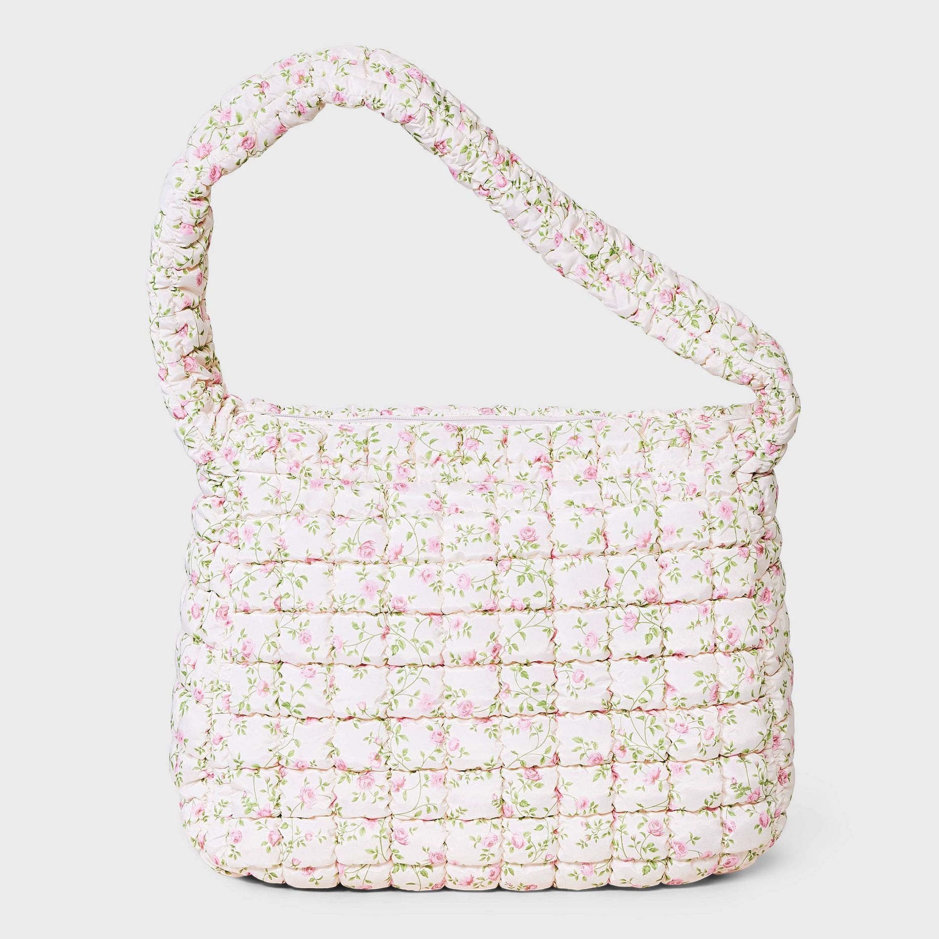 Floral Print Puffer Hobo Shoulder Bag - Wild Fable™ Pink