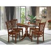 HomeStock 5-Piece Mahogany Finish Solid Wood Top Dining table with 4 Chairs with Slat Back - 2 of 4