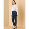 INSPIRE CHIC Women's Vintage Tartan Plaid Elastic Waist Straight Long Trousers - 3 of 4