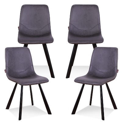 Hybition Suburban Sophistication Modern Leather Dining Chair with Metal Legs