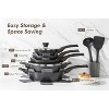 Itopfox Nonstick Cookware Set, 14-Piece Induction Safe Kitchen Pots and Pans, PFOA PFOS APEO Free, Healthy Non-Toxic Coating, Black - 3 of 4