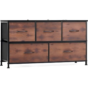 Gulches Wardrobe Storage Cabinet - Brown & Black, Cloth Pull-Out Iron Rack, Model 5 Drawers (2L/3M) - 1 of 3