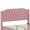 Queen Size Tufted Upholstered Bed Frame w/Crystal Button Accents, Bed Frame with Wingback Headboard & Under-Bed Storage Space, No Box Spring Needed - 3 of 4
