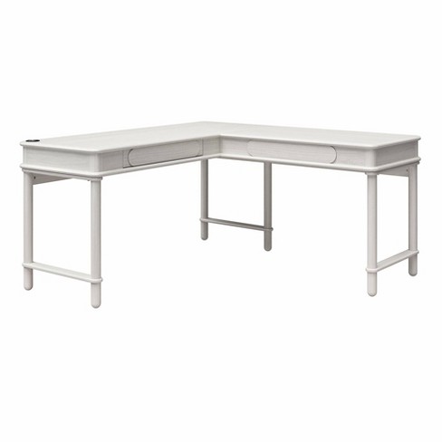White Modern L Shaped Desk with Side Storage 72 x 72 x 30 - Elements by  Harmony Collection