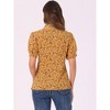 INSPIRE CHIC Women's Peter Pan Collar Contrast Trim Puff Sleeve Peasant Floral Shirt - 3 of 4