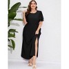 Plus Size Women's Tiered Ruffle Sleeve Maxi Dress with High Slit Elegant Long Flowy Party Dress - 3 of 4