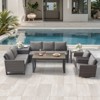Belord 7PCS Outdoor Sectional Patio Furniture Set, All Weather Conversation with Swivel Patio Chair, Storage Box, L-Shape Sectional Sofa, Coffee Table - 2 of 4